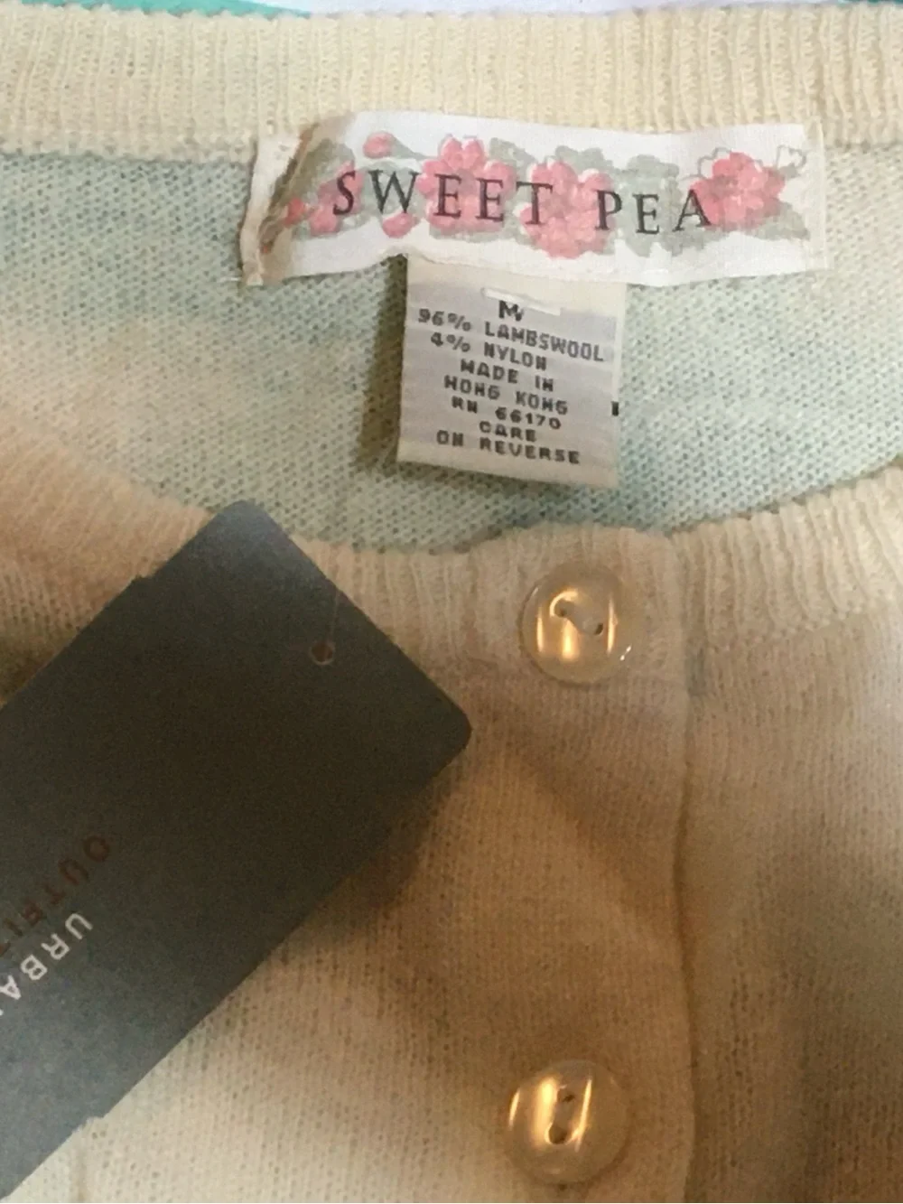 Urban Outfitters Sweet Pea Soft Cream Button-Front Lambswool Cardigan